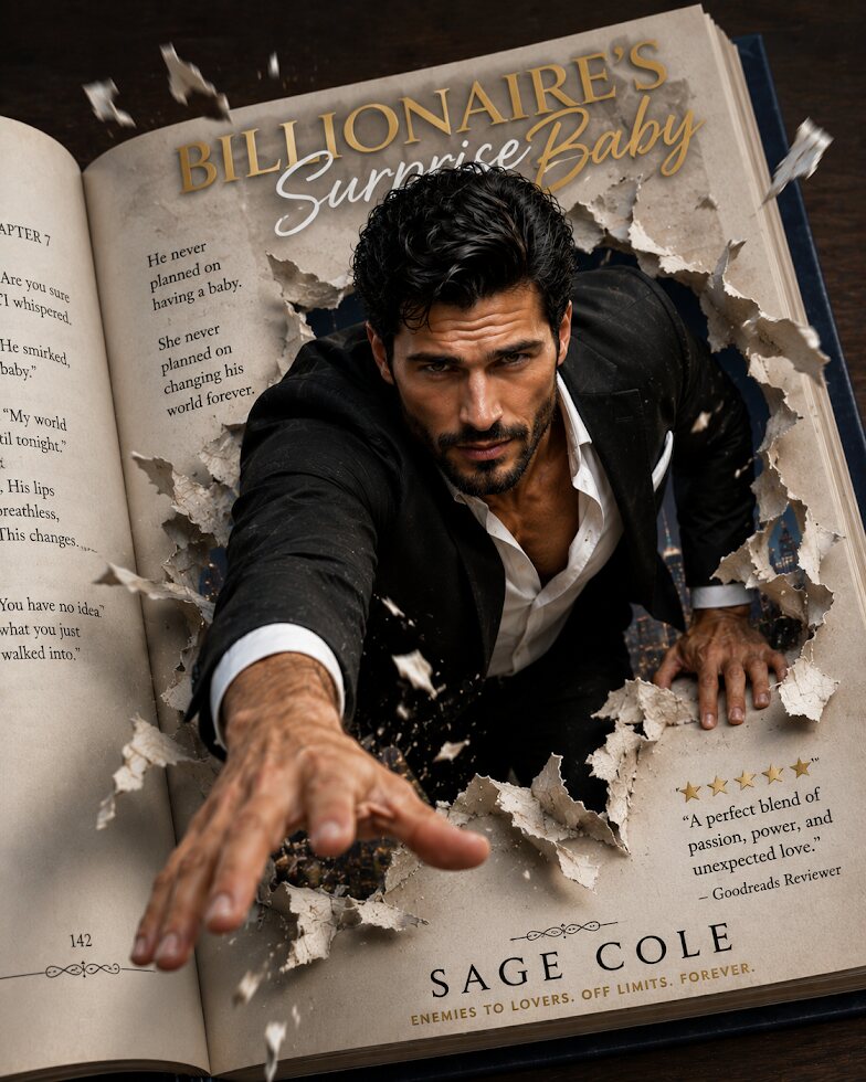 Hero reaching out of an open book